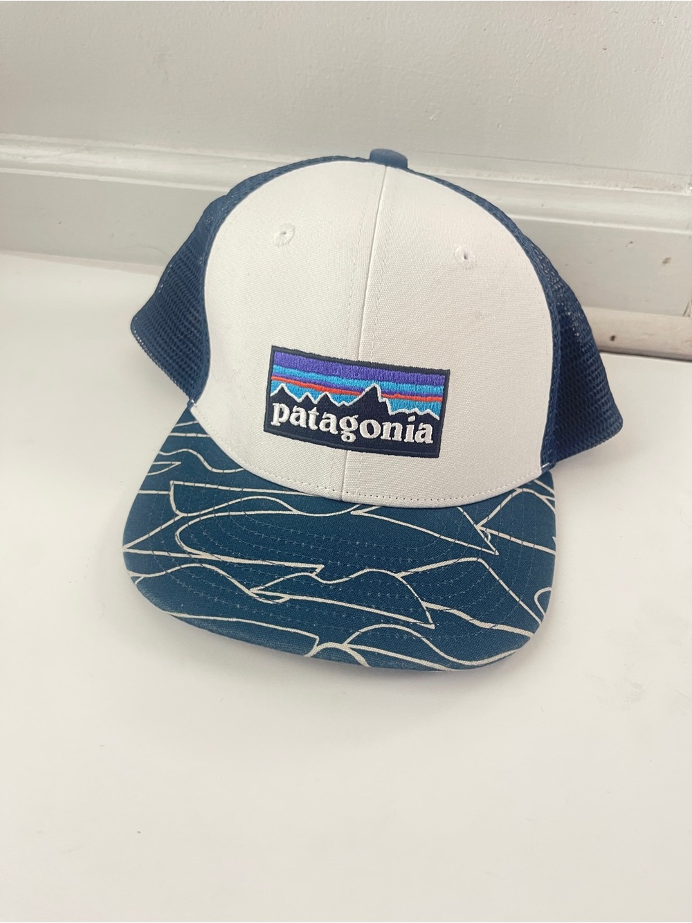Patagonia Hat Mountain Youth Logo Mesh Snapback Trucker Cap Excellent